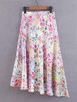Floral Print Asymmetric Hem Skirt