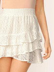 Shirred Wide Waistband Layered Schiffy Skirt