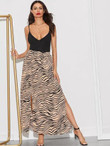 Zebra Print M-Slit Hem Maxi Skirt