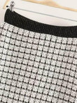 Tweed Contrast Binding Plaid Straight Skirt