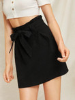 Zip Side Belted Paperbag Skirt