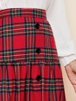 Women Button Front Plaid Skirt