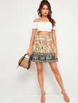 Flippy Hem Floral Print Skirt