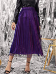 Women Pleated Mesh Midi Skirt