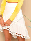 Wide Waist Tassel Detail Wrap Skirt