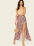 Asymmetrical Dip Hem Paisley Print Skirt