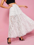 Lace Overlay Maxi Skirt