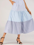 Striped Print Button Front Skirt