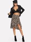 Ruffle Hem Leopard Print Skirts