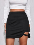 Women Zip Back Strap Detail Skirt