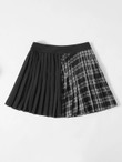 Women Color Block Pleated Skirt