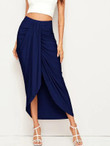 Solid Ruched Wrap Skirt