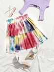 Women Paperbag Waist Tie Dye Layered Skirt