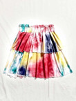 Women Paperbag Waist Tie Dye Layered Skirt