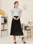 Women Solid Plisse Long Skirt