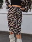 Women Split Back Zebra Striped Pencil Skirt