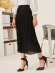 Women Solid Plisse Long Skirt