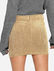 Double Button Front Corduroy Bodycon Skirt