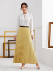 Women Solid Pleated Skirt With Belt