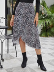 Women Allover Print Ruffle Trim Wrap Skirt