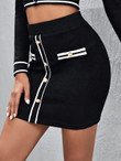 Women Button Front Bodycon Skirt