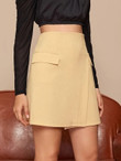 Women Solid Zip Back A-line Skirt