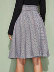Paperbag Waist Belted Plaid Skirt