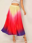 Ombre Pleated Longline Skirt