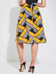 Geo Print Boxy Pleat Midi Skirt