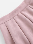 Box Pleated Suede Skirt