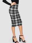 Form Fitted Glen Plaid Pencil Skirt