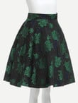 Zip Front Flower Print Skirt