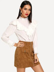 Zip & Pocket Front Cord Skirt