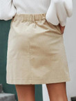 Simplee O-Ring Zip Front Pocket Corduroy Skirt