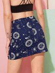 Abstract Galaxy Print Slit Hem Skirt