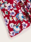 Floral Print High Waist Double Layer Asymmetrical Hem Skirt