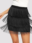 Layered Fringe Bodycon Skirt
