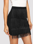 Layered Fringe Bodycon Skirt