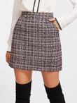 Zip Back Tweed Skirt