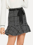 Flounce Hem Tweed Skirt