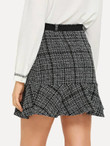 Flounce Hem Tweed Skirt