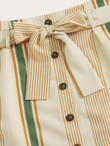 Striped Button Front Belted Skirt