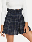 Frill Trim Plaid Skirt