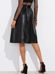 Exposed Zip Back Faux Leather Skirt