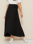 Knot Side Wrap Solid Skirt