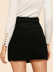 Button Front Cord Skirt