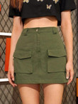 Double Pocket Solid Mini Skirt