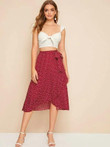 Confetti Heart Print Tie Side Tulip Skirt