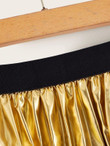 Elastic Waist Metallic Pleated Midi Skirt