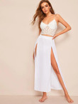 Double Split Thigh Solid Maxi Skirt